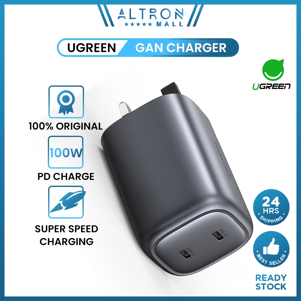 UGREEN 100W USB C Charger Plug 2 Ports GaN Type C Fast Wall Power Adapter Support PD 20W Compatible with Macbook Pro Air