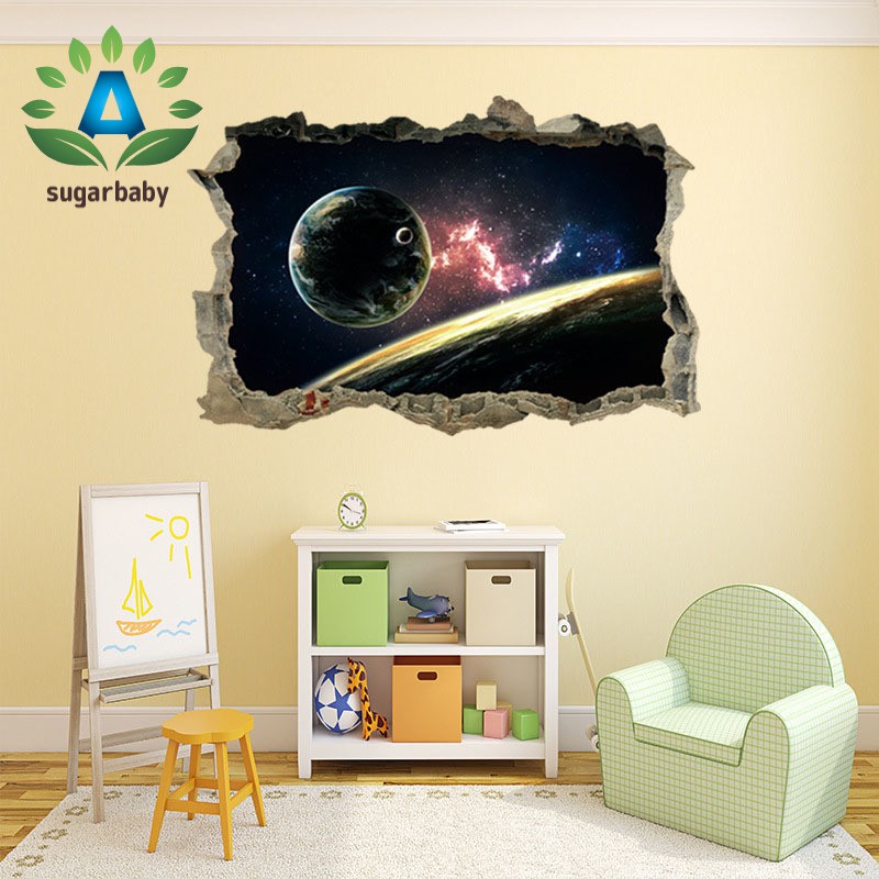 3d Universe Galaxy Wall Sticker Living Room Floor Stickers Ceiling Dormitory Pvc Home Decor Wall Decals