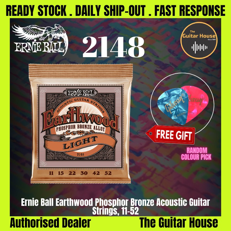 Ernie Ball 2148 Earthwood Light Phosphor Bronze Acoustic Guitar Strings,  11-52 | Shopee Malaysia