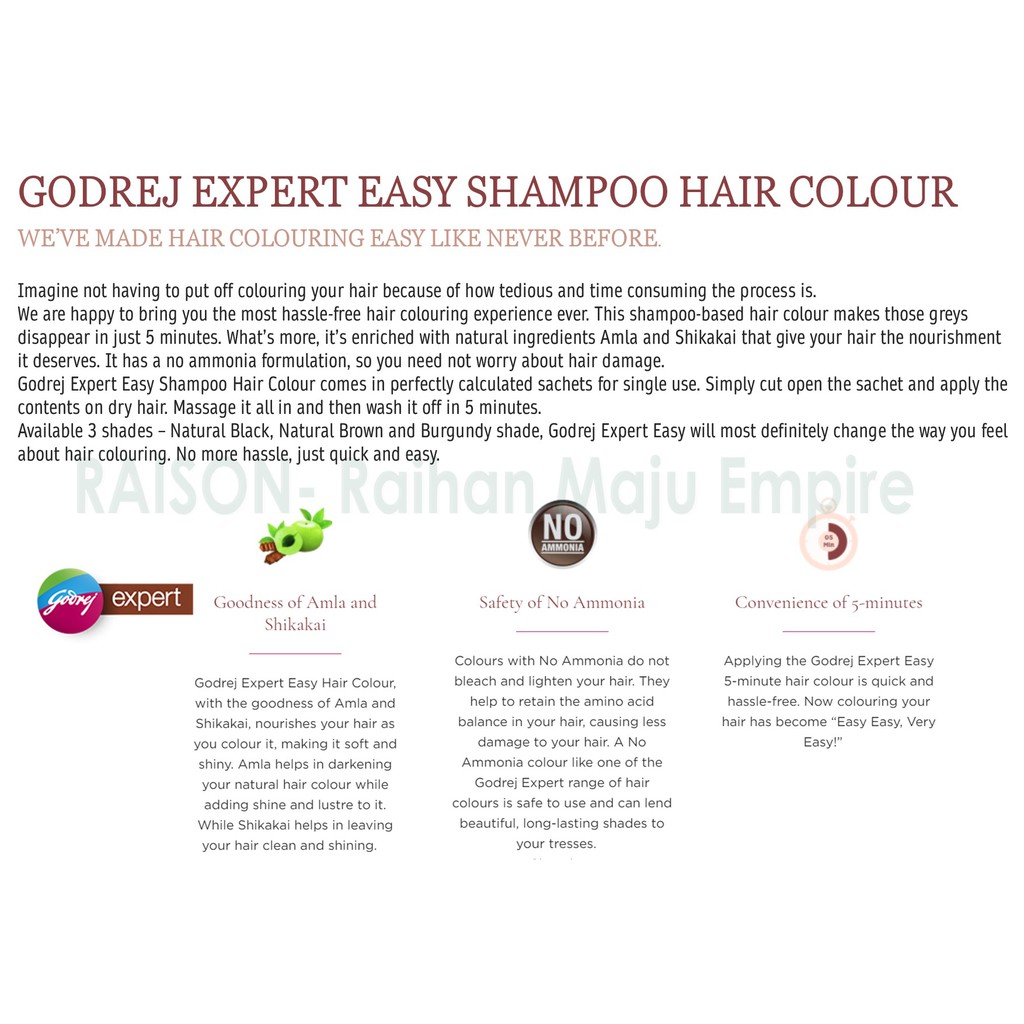 Godrej Expert Easy Shampoo Hair Colour Shampoo - Easy 5 Minute Hair Colour  Shampoo - Natural Brown | Shopee Malaysia