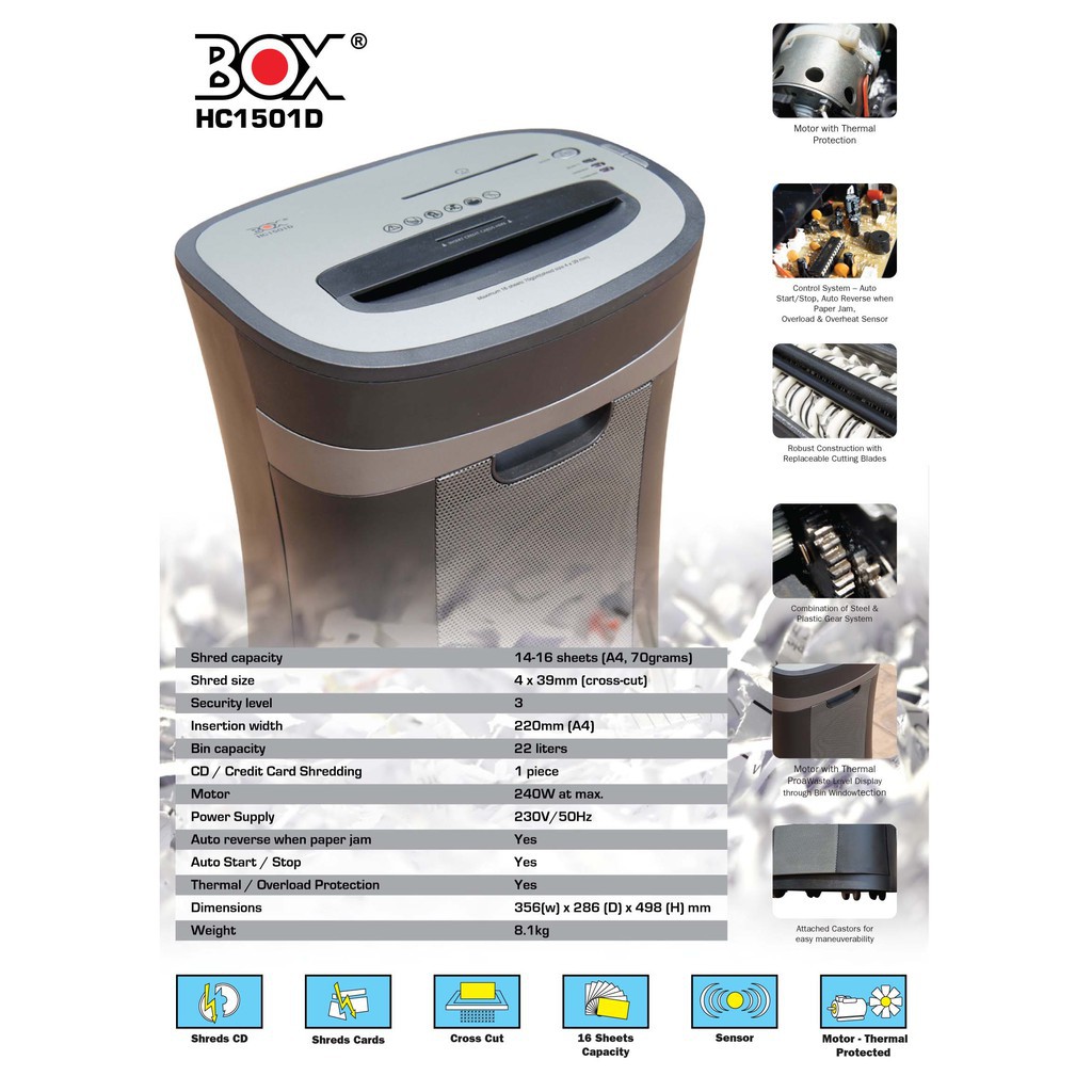 BOX DOCUMENT SHREDDER HC1501D