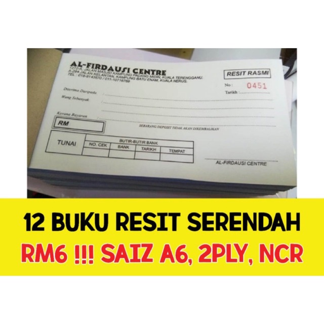 9 Buku Resit Logo Dan Nama Syarikat Sendiri Serendah Rm6 Saiz A6 2ply Ncr Shopee Malaysia