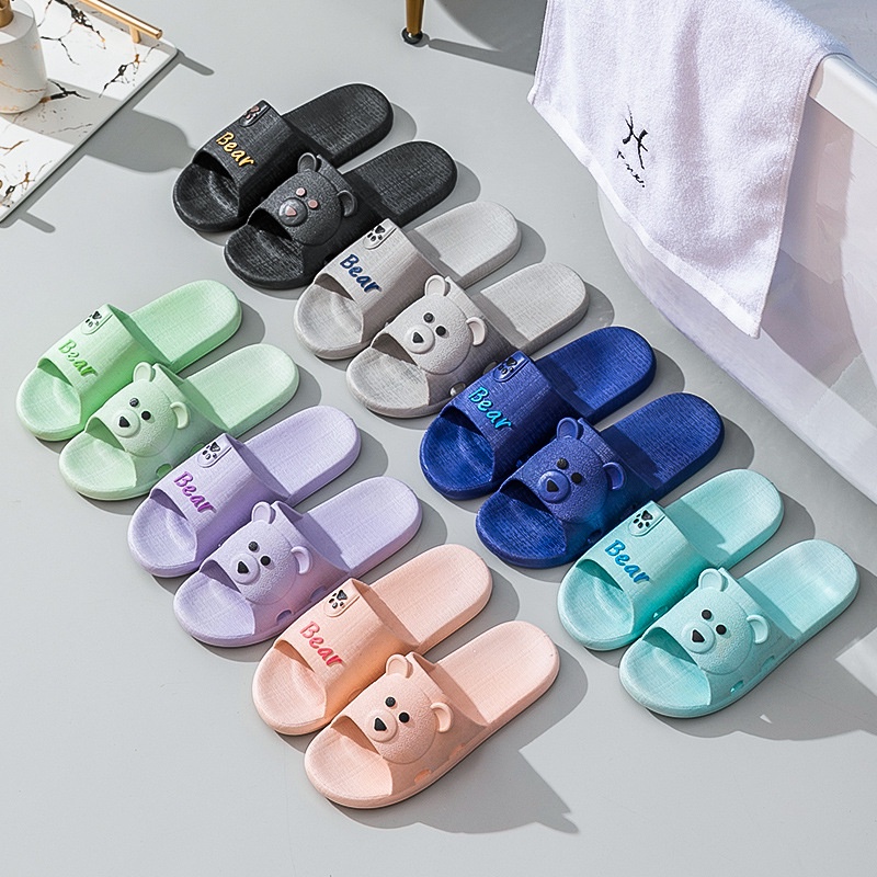 TEDDY BEAR Sandals/Slipper Female/Male/ Couple Non-slip wear-resistant soft bottom indoor/outdoor Cyan/Pink/Purple/Grey