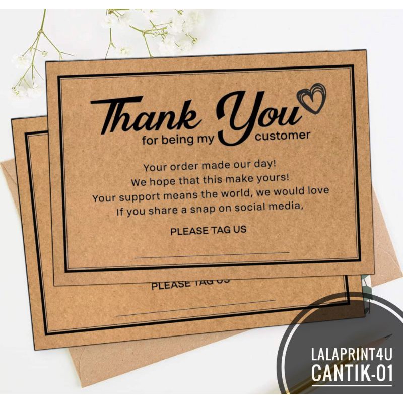 50pcs Thank You Card Business Thank Card Kad Ucapan Terima Kasih Gifts Gift Card Greeting Card Kraft Paper Card Murah Shopee Malaysia