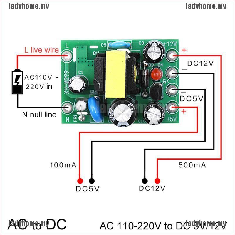 Mini ACDC Converter AC110V 220V to DC 12V 0.2A+5V Module Board[stock
