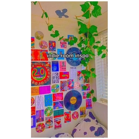 set of 17 sheets of wall collage decal wall stickers indie asthentic style shopee malaysia