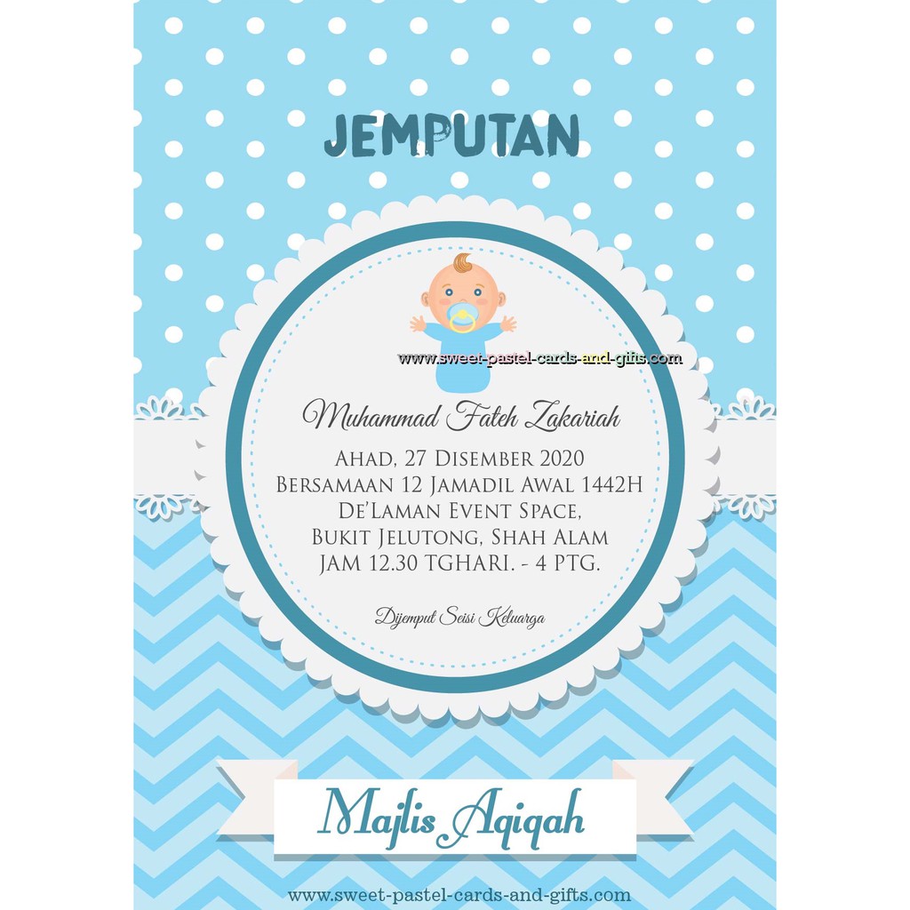 STICKER DOOR GIFT IKUT DESIGN KAD AQIQAH BOY (DESIGN 16-22) Saiz:4/5 ...