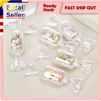 kotak jewellery Creative Candy Transparent Storage Box Mini Portable Ring Earrings Jewelry Medicine Case core cute