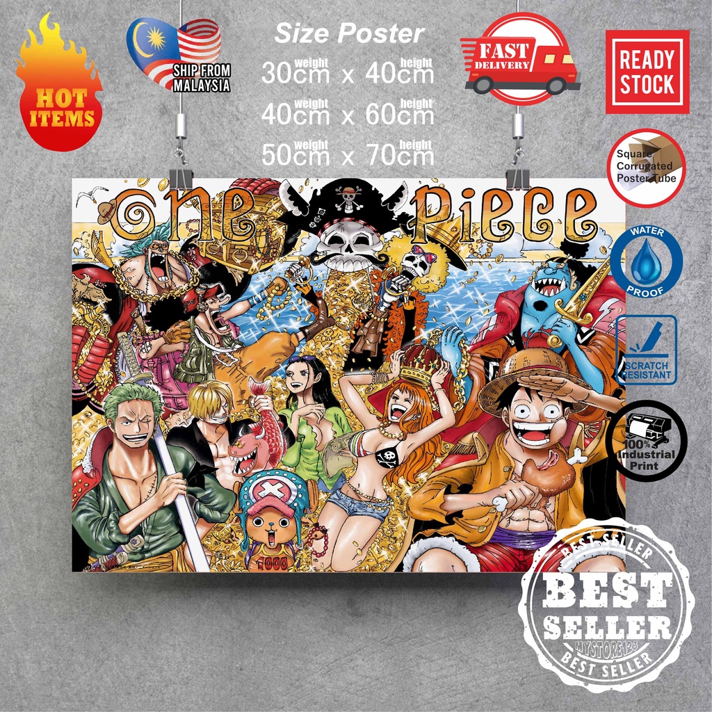 【READY STOCK】One Piece Poster Luffy Mugiwara Straw Hat Yonko Kaido Zoro