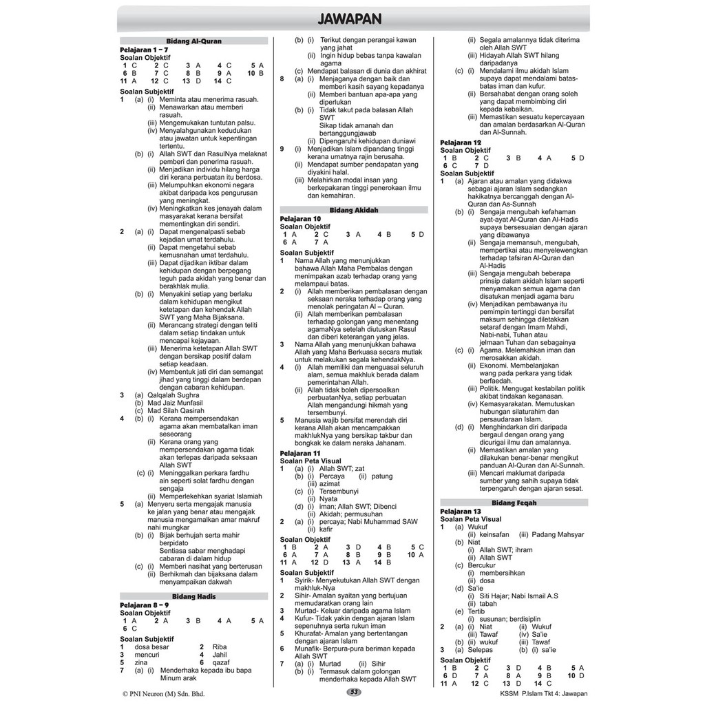 Jawapan Soalan Kbat Pendidikan Islam Tingkatan 1