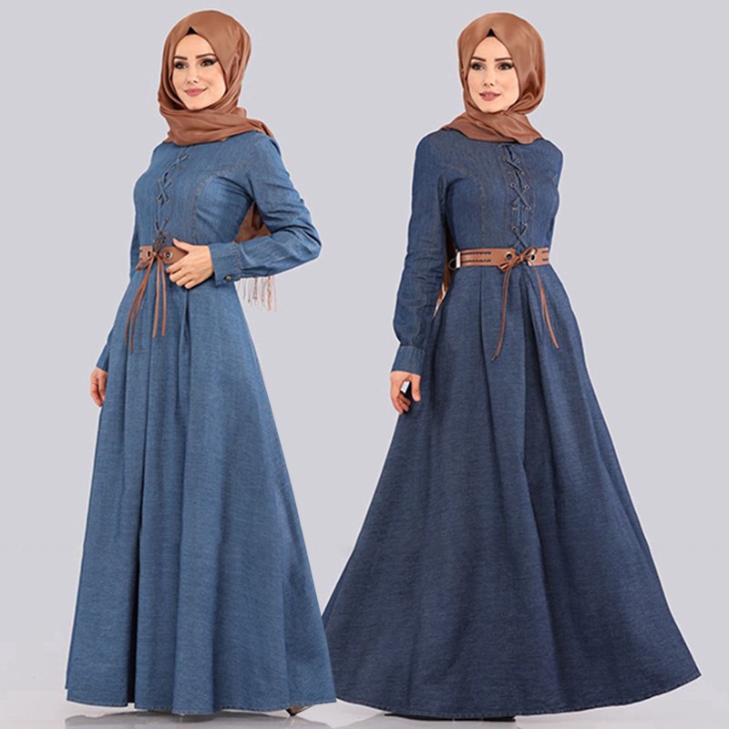 dress denim muslimah