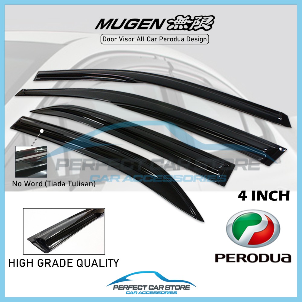 (4 PCS) High Quality Air Press Window Door Visor Mugen 