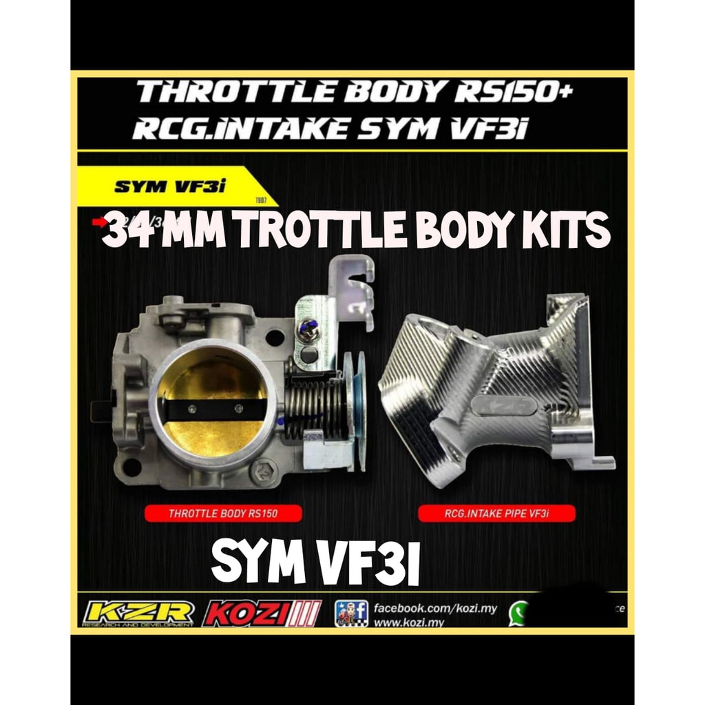 Sym Vf3i Throttle body ( RS150 ) + Intake Complete Set KZR KOZI 34mm