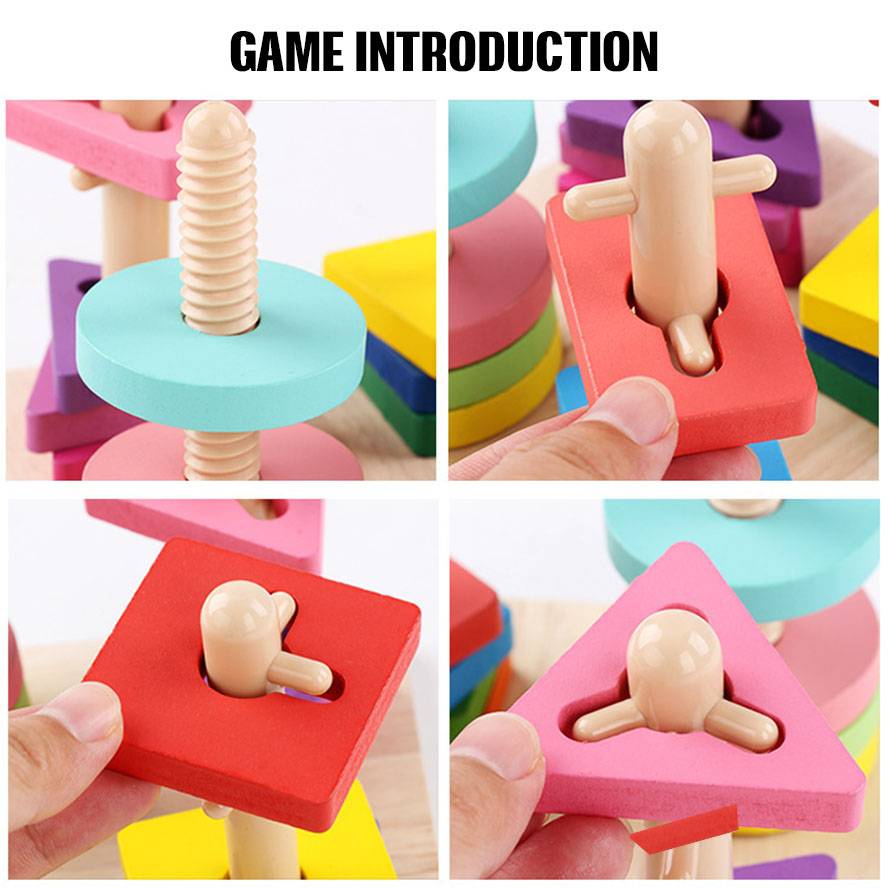 Versatile Premium Kids educational wooden toys montessori early learning Geometric pairing Building Blocks Puzzle Small - Image 4