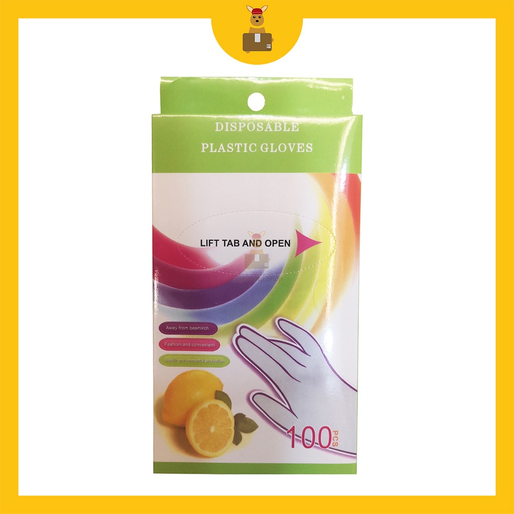 100PCS Disposable Clear Polythene PE Gloves Kitchen Working Cleaning