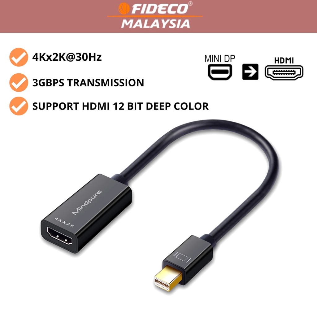 Mindpure Mini DisplayPort To VGA / HDMI Converter Adapter For Macbook