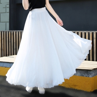 women long skirt labuh kembang women skirt chiffon skirt white skirt ...