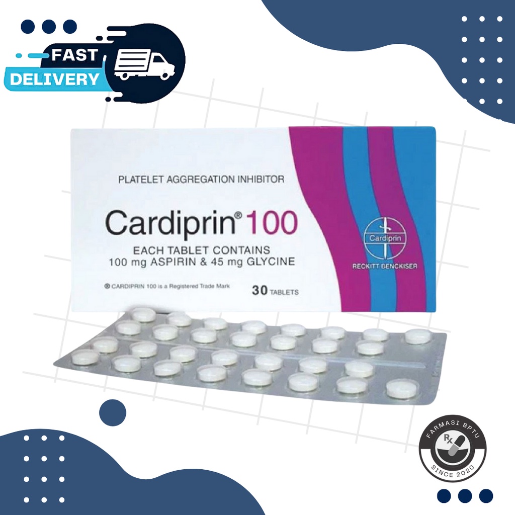 CARDIPRIN 100 (Aspirin 100 mg and glycine 45 mg)  (30 tablets/ 1 strip