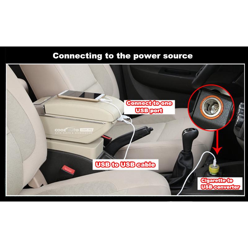 Perodua Aruz Double Layer Arm Rest Armrest 5 USB Console 