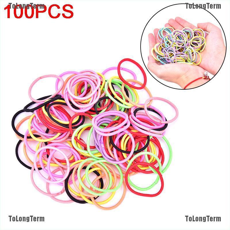 Tolongterm 100pcs Lots Cute Kids Girl Elastic Tiny Hair Tie Band