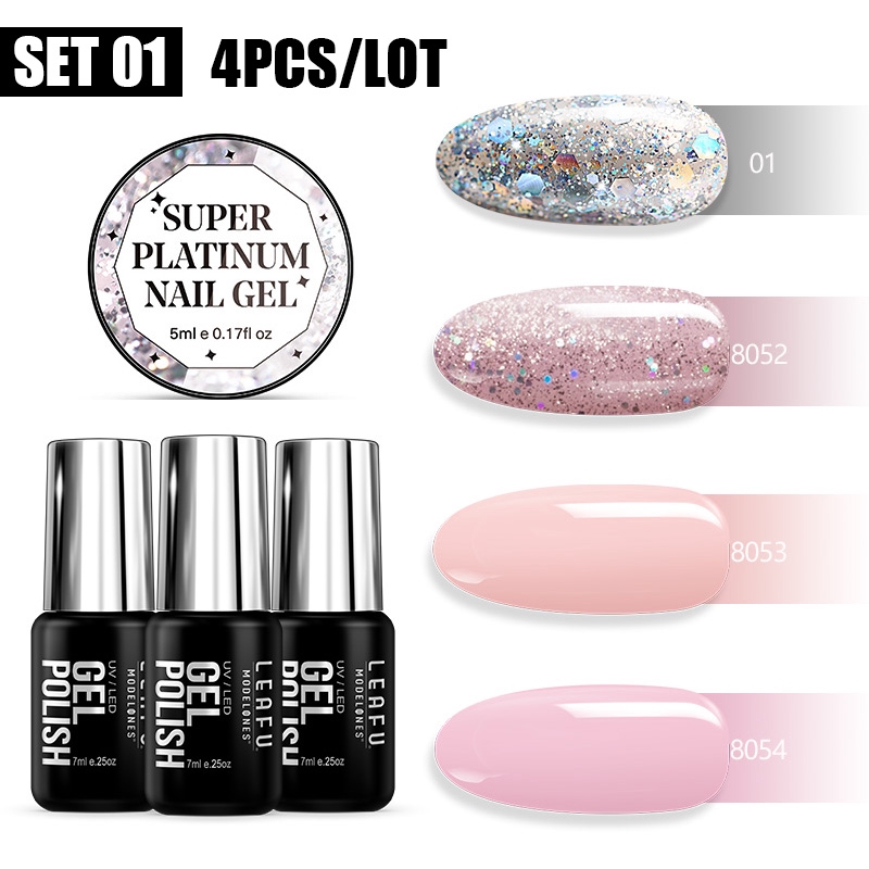 4pcs Vernis Semi Permanent Vernis A Ongle Gel Uv Led Nue Couleur Soak Off Nail Gel Kit Nagellack Shopee Malaysia