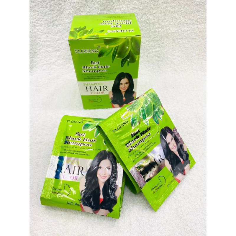 Ylofang Fast Black Hair Shampoo 1 Box (10pcs) 