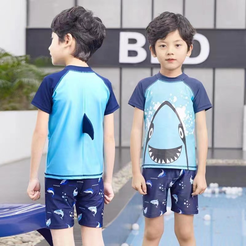 Baju Renang Kanak Boy Swimsuit Cartoon Shark Swimwear Baby | Shopee ...