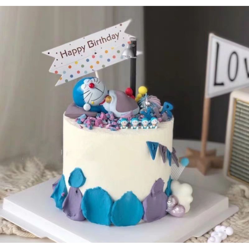 Ready Stock Doraemon Birthday Cake Topper Deco Set