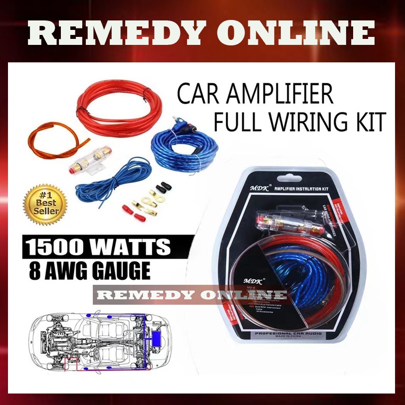 MDK Amplifier Wiring Set Car Audio Amplifier Installation Kit Power Kit