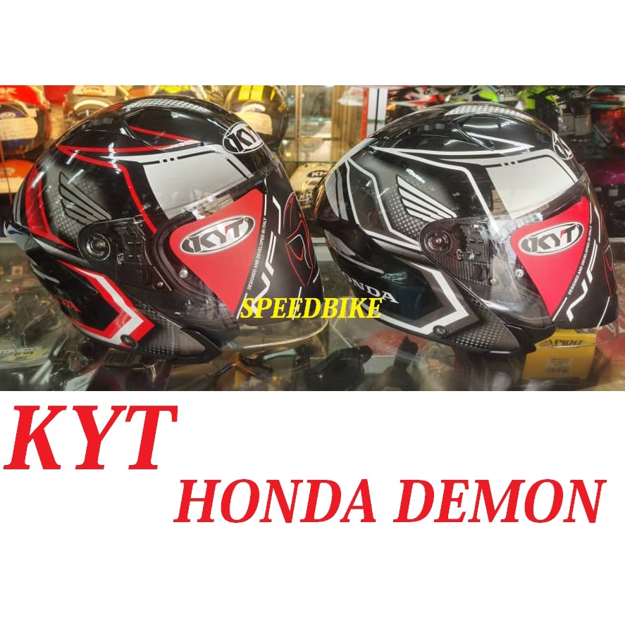 Kyt Nfj Honda Demon Helmet Red White Double Visor Shopee Malaysia