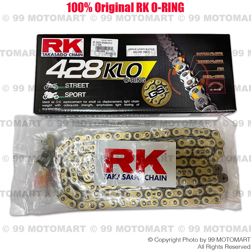 Rk Chain Gs 428 Klo O Ring Gold Chain Motorcycle Rantai Gold Motor Lc135 Y15zr 125zr Ex5 Oring Chain Gs428klo Klo Chain Shopee Malaysia