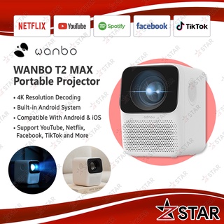🌎[GLOBAL] WANBO Smart Projector T2 MAX (4K Resolution Decoding, Built-in Android OS, YouTube & Netflix) 1 Year Warranty
