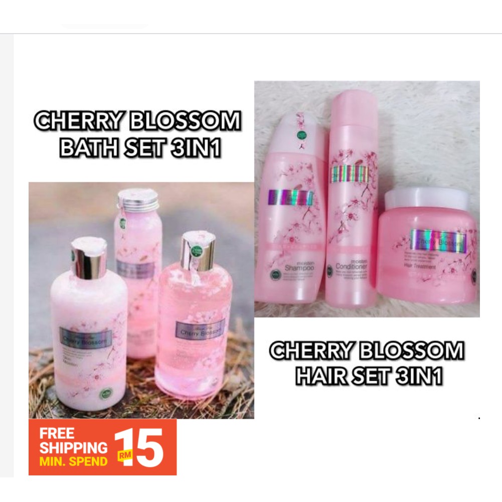 Cherry Blossom Whitening Bath Set 3in1 Body Bath Lotion Salt Scrub