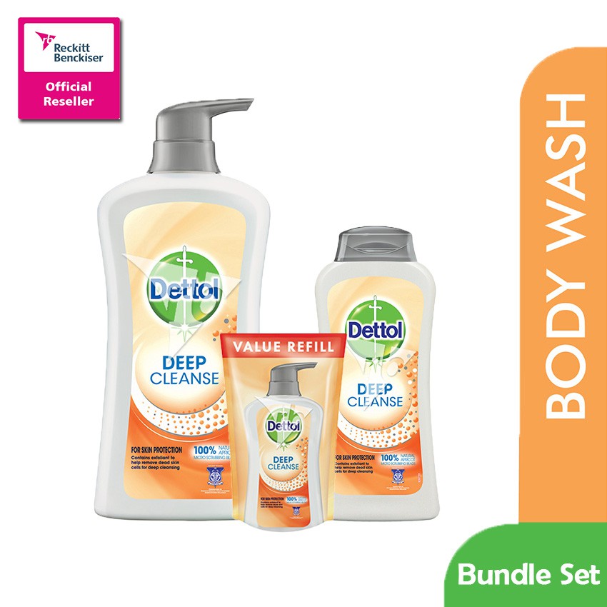Dettol Deep Cleanse (850ml) + Refill Pouch +Shower Gel (225ml) Shopee