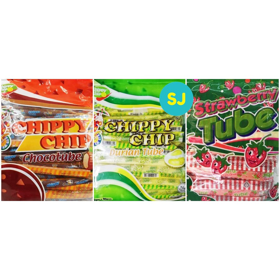 Chippy Chip Choco / Durian / Strawberry Tube (80 Pieces)