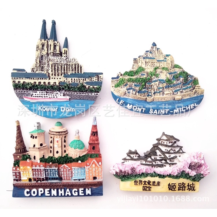 French special resin stickers refrigerator stickers Copenhagen Japan landmarks tourist souvenirs gifts