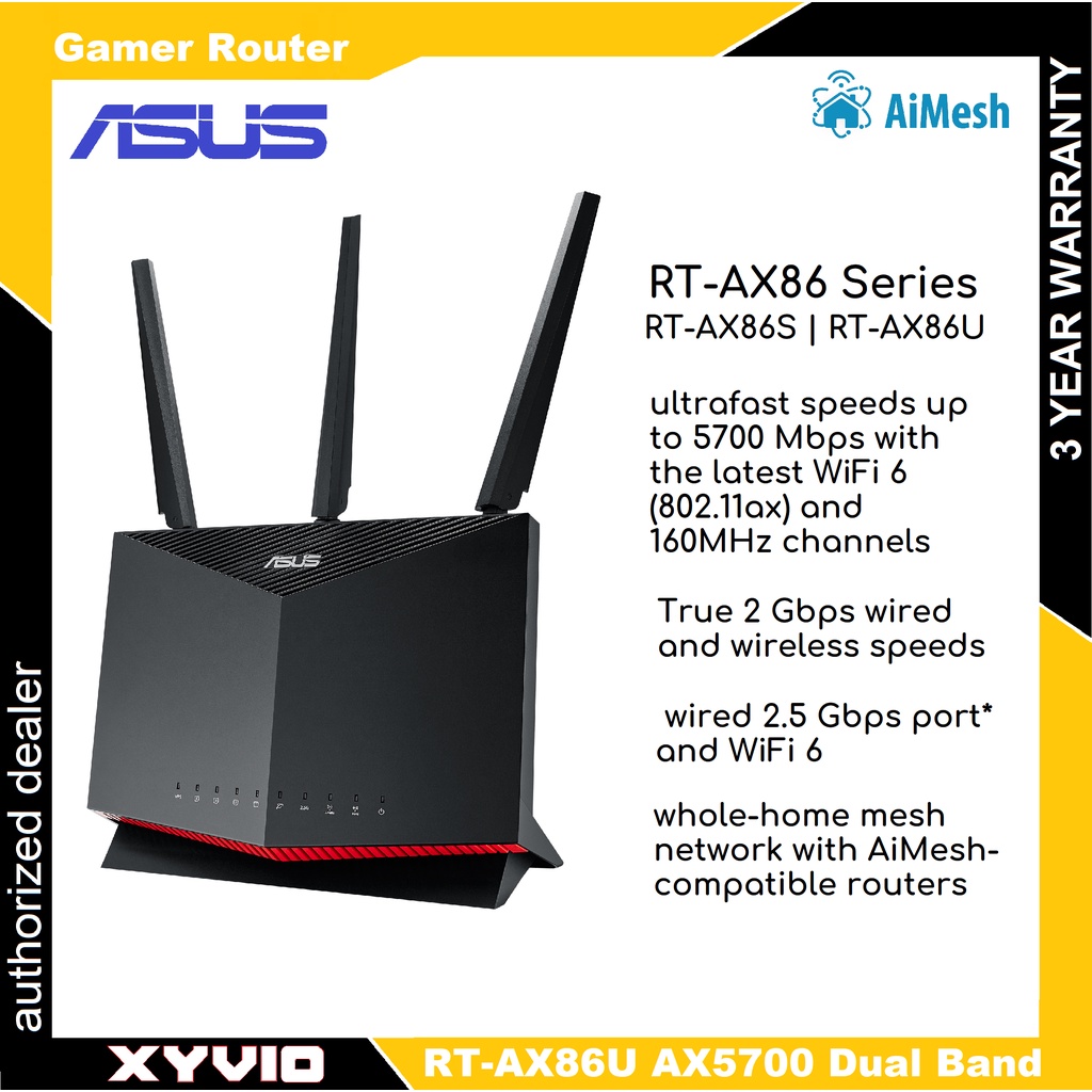 ASUS RT-AX86U | RT-AX86S AX5700 Dual Band WiFi 6 Gaming Router AiMesh ...