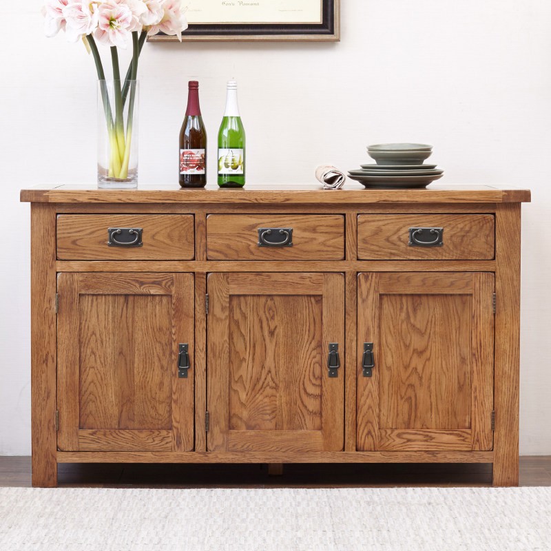 Solid Wood Sideboard Cabinet White Oak Living Room Storage