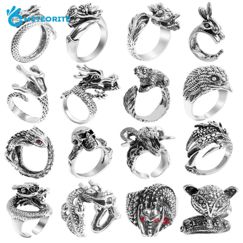 Unisex Alloy Animal Opening Rings/ Vintage Punk Style Skull Wolf Head  Design Ring/ Fashion Personality Rings for Men Women | Shopee Malaysia