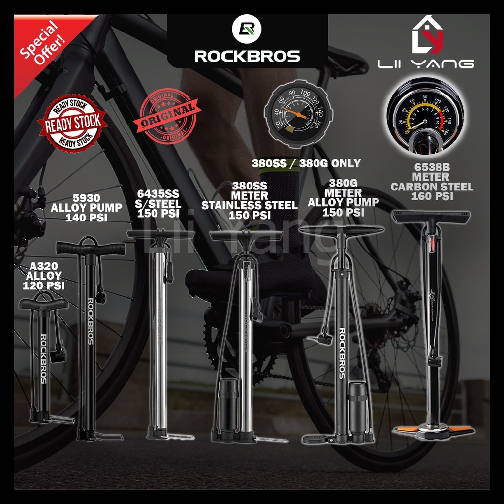 ROCKBROS Bicycle Pump Meter Bike Floor Pump High Pressure Cycling Pump
