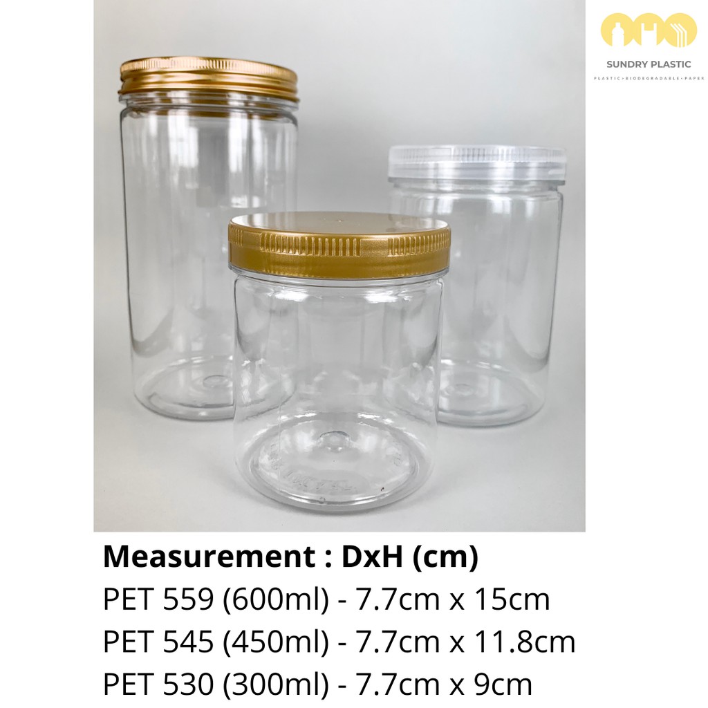 PET Plastic Jar Bottle / Balang Biskut / Honey Jar / Transparent Food Jar [Plastic Lid