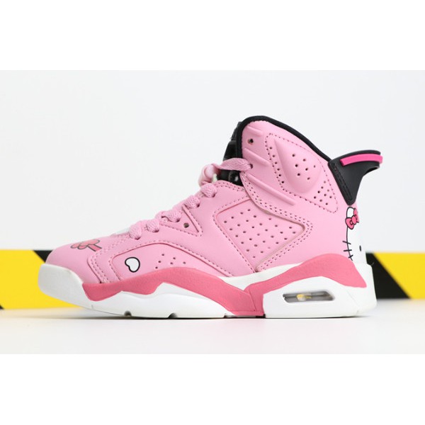 Kids Air Jordan 6 Hello Kitty Pink Black White For Sale Shopee Malaysia