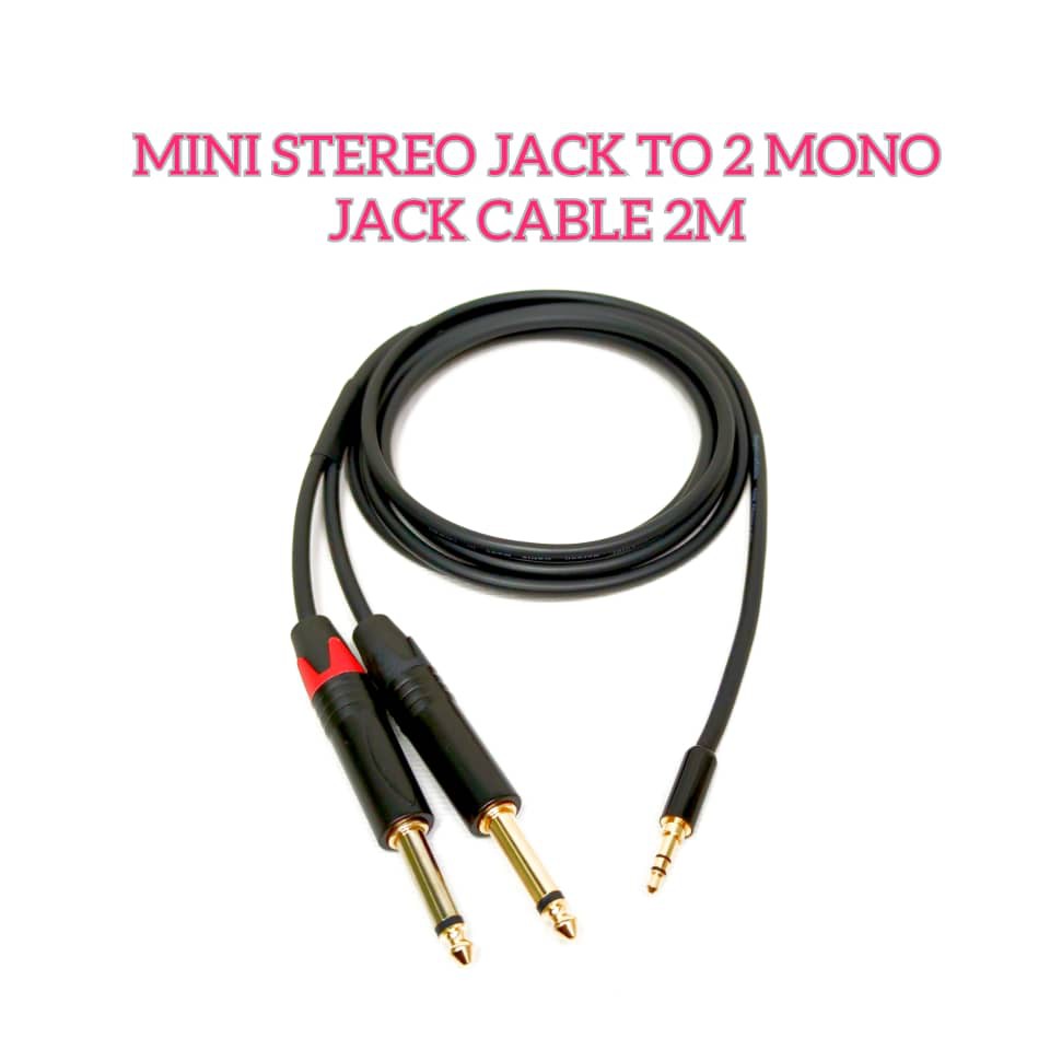 High Quality 6.3mm Mono Plug to 3.5mm TRS Male Connector (2 Meters