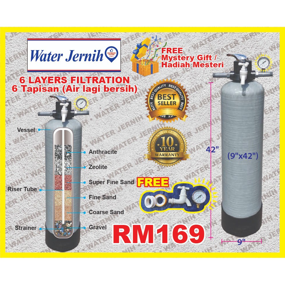 Waterman outdoor water Filter / Penapis Air Outdoor 6Layer (9''x42