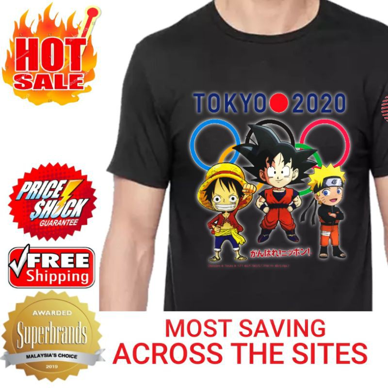 Dragonball One Piece Naruto Tokyo Olympic Mens Big Size Short Sleeve Graphic Tees For Men Women Couple Set Shopee Malaysia