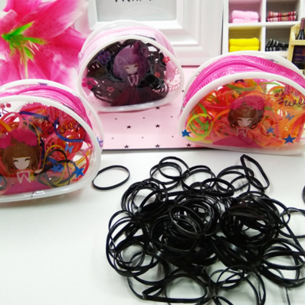 Colorful One Time Tie Hair Rubber Band Children S Black Elastic