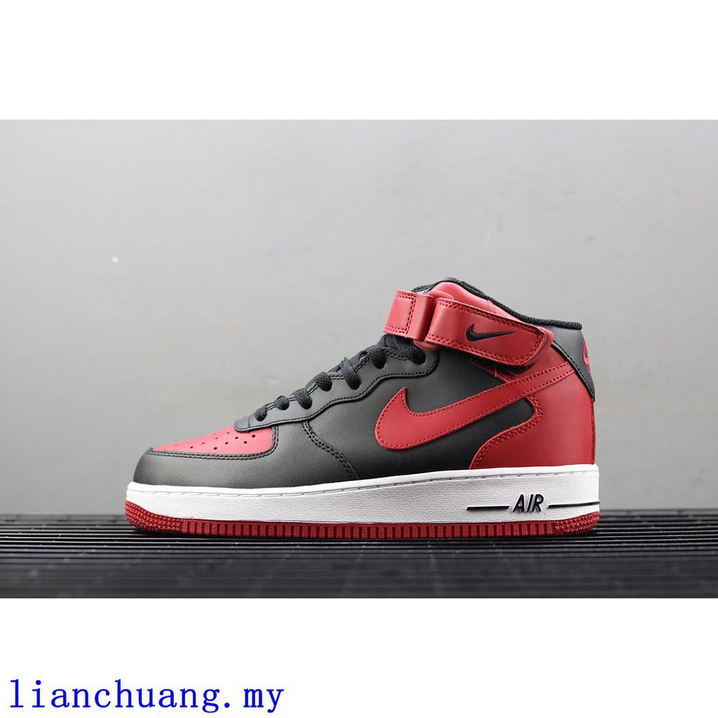 air force 1 black red and white