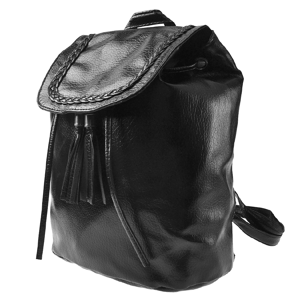 Tk Women S Backpack Pu Leather Tassels Decor Black Shopee