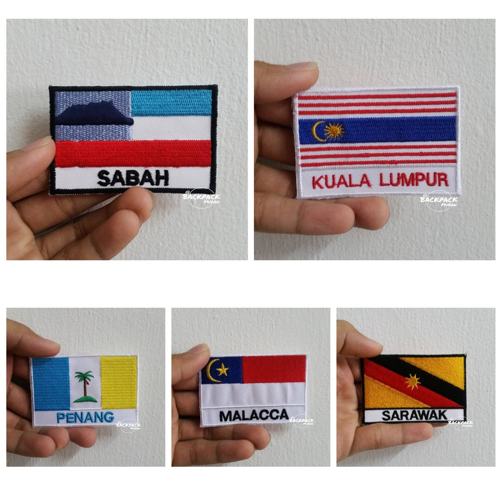 Sabah Sarawak Kuala Lumpur Penang Malacca Flag Patches (Malaysia States) - 