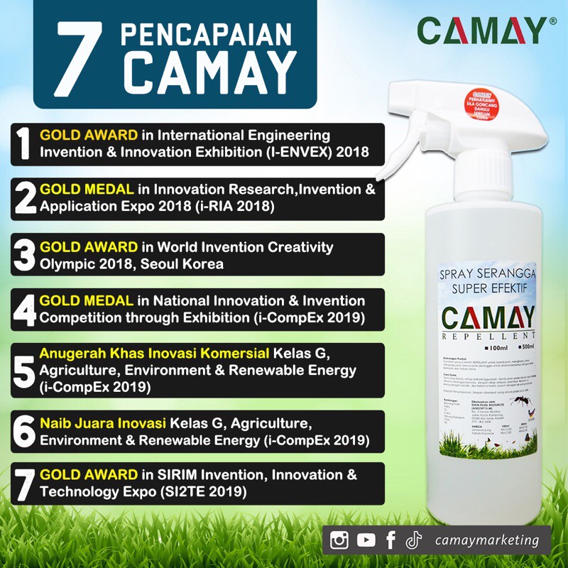 Camay Repellent Spray Serangga Lipas, Semut, Kutu Rambut, Kutu 
